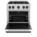 ZLINE Autograph Edition 30-Inch Classic Series Dual Fuel Range with 4 Gas Burner Cooktop and 4.2 Cu. Ft. Electric Convection Oven in Satin Stainless Steel with White Matte Door and Matte Black Accents (CDRSZ-WM-30-MB)