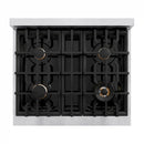 ZLINE Autograph Edition 30-Inch Classic Series Dual Fuel Range with 4 Gas Burner Cooktop and 4.2 Cu. Ft. Electric Convection Oven in Satin Stainless Steel with White Matte Door and Matte Black Accents (CDRSZ-WM-30-MB)