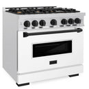 ZLINE Autograph Edition 36-Inch Classic Series Dual Fuel Range in Satin Stainless Steel with White Matte and Matte Black (CDRSZ-WM-36-MB)
