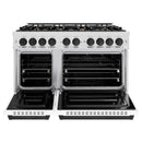 ZLINE Autograph Edition 48-Inch  Classic Series Dual Fuel Range in Satin Stainless Steel with White Matte Door and Matte Black (CDRSZ-WM-48-MB)