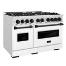 ZLINE Autograph Edition 48-Inch  Classic Series Dual Fuel Range in Satin Stainless Steel with White Matte Door and Matte Black (CDRSZ-WM-48-MB)