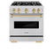 ZLINE 30-Inch Autograph Edition Classic Series Dual Fuel Range with 4 Gas Burner Cooktop and 4.2 Cu. Ft. Electric Convection Oven in DuraSnow Stainless Steel with Polished Gold Accents (CDRSZ-30-G)