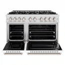 ZLINE Autograph Edition 48-Inch Dual Fuel Range with 4 Gas Burner Cooktop and 4.2 Cu. Ft. Electric Convection Oven in Satin Stainless Steel with White Matte (CDRS-WM-48)
