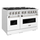 ZLINE Autograph Edition 48-Inch Dual Fuel Range with 4 Gas Burner Cooktop and 4.2 Cu. Ft. Electric Convection Oven in Satin Stainless Steel with White Matte (CDRS-WM-48)