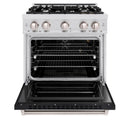 ZLINE 30-Inch Classic Series Gas Range with 4 Gas Burner Cooktop, and 4.2 Cu. Ft. Gas Convection Oven  in Satin Stainless Steel with Black Matte Door (CGRS-BLM-30)