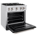 ZLINE 30-Inch Classic Series Gas Range with 4 Gas Burner Cooktop, and 4.2 Cu. Ft. Gas Convection Oven  in Satin Stainless Steel with Black Matte Door (CGRS-BLM-30)