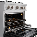 ZLINE 30-Inch Classic Series Gas Range with 4 Gas Burner Cooktop, and 4.2 Cu. Ft. Gas Convection Oven  in Satin Stainless Steel with Black Matte Door (CGRS-BLM-30)