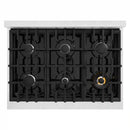 ZLINE Autograph Edition 36-Inch Classic Series Gas Range with 6 Burner Cooktop and 5.2 Cu. Ft. Convection Oven in Satin Stainless Steel with Black Matte (CGRS-BLM-36)