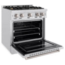 ZLINE 30-Inch Classic Series Gas Range with 4 Gas Burner Cooktop and 4.2 Cu. Ft. Gas Convection Oven in Satin Stainless Steel with Brass Burners (CGRS-BR-30)