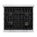 ZLINE 30-Inch Classic Series Gas Range with 4 Gas Burner Cooktop and 4.2 Cu. Ft. Gas Convection Oven in Satin Stainless Steel with Brass Burners (CGRS-BR-30)