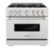 ZLINE 36-Inch Classic Series Gas Range with 6 Gas Burner Cooktop and 5.2 Cu. Ft. Gas Convection Oven in DuraSnow Stainless Steel with Brass Burners (CGRS-BR-36)