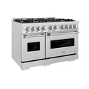 ZLINE 48-Inch Classic Series Gas Range with 8 Gas Burner Cooktop and 6.7 Cu. Ft. Gas Convection Oven in Satin Stainless Steel with Brass Burners (CGRS-BR-48)
