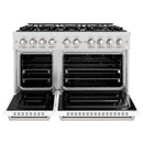 ZLINE 48-Inch Classic Series Gas Range with 8 Gas Burner Cooktop and 6.7 Cu. Ft. Gas Convection Oven  in Satin Stainless Steel with White Matte Doors (CGRS-WM-48)