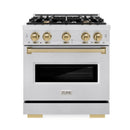 ZLINE Autograph Edition 30-Inch Classic Series Gas Range with 4 Gas Burner Cooktop and 4.2 Cu. Ft. Gas Convection Oven  in Satin Stainless Steel and Champagne Bronze Accents (CGRSZ-30-CB)
