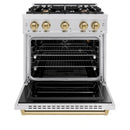ZLINE Autograph Edition 30-Inch Classic Series Gas Range with 4 Gas Burner Cooktop and 4.2 Cu. Ft. Gas Convection Oven  in Satin Stainless Steel and Champagne Bronze Accents (CGRSZ-30-CB)