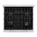 ZLINE Autograph Edition 30-Inch Classic Series Gas Range with 4 Gas Burner Cooktop and 4.2 Cu. Ft. Gas Convection Oven  in Satin Stainless Steel and Champagne Bronze Accents (CGRSZ-30-CB)