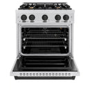 ZLINE Autograph Edition 30-Inch Classic Series Gas Range with 4 Gas Burner Cooktop and 4.2 Cu. Ft. Gas Convection Oven in Satin Stainless Steel and Matte Black Accents (CGRSZ-30-MB)
