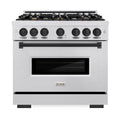 ZLINE 36-Inch Autograph Edition Freestanding Gas Range in Satin Stainless Steel with Matte Black Accent (CGRSZ-36-MB)