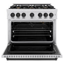ZLINE 36-Inch Autograph Edition Freestanding Gas Range in Satin Stainless Steel with Matte Black (CGRSZ-36-MB)