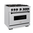 ZLINE 36-Inch Autograph Edition Freestanding Gas Range in Satin Stainless Steel with Matte Black (CGRSZ-36-MB)
