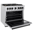 ZLINE 36-Inch Autograph Edition Freestanding Gas Range in Satin Stainless Steel with Matte Black (CGRSZ-36-MB)