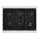 ZLINE 36-Inch Autograph Edition Freestanding Gas Range in Satin Stainless Steel with Matte Black (CGRSZ-36-MB)