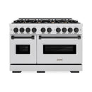 ZLINE Autograph Edition 48-Inch Classic Series Gas Range with 8 Gas Burner Cooktop and 6.7 Cu. Ft. Gas Convection Oven  in Satin Stainless Steel and Matte Black Accents (CGRSZ-48-MB)