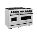 ZLINE Autograph Edition 48-Inch Classic Series Gas Range with 8 Gas Burner Cooktop and 6.7 Cu. Ft. Gas Convection Oven  in Satin Stainless Steel and Matte Black Accents (CGRSZ-48-MB)