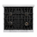 ZLINE Autograph Edition 30-Inch Classic Series Gas Range with 4 Gas Burner Cooktop and 4.2 Cu. Ft. Gas Convection Oven  in Satin Stainless Steel with White Matte Door and Matte Black Accents (CGRSZ-WM-30-MB)