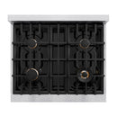 ZLINE Autograph Edition 30-Inch Classic Series Gas Range with 4 Gas Burner Cooktop and 4.2 Cu. Ft. Gas Convection Oven  in Satin Stainless Steel and Polished Gold Accents (CGRSZ-30-G)