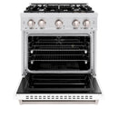 ZLINE 30-Inch Classic Series Dual Fuel Range with 4 Gas Burner Cooktop and 4.2 Cu. Ft. Electric Convection Oven in Satin Stainless Steel with White Matte Door (CDRS-WM-30)