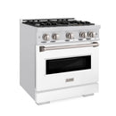 ZLINE 30-Inch Classic Series Dual Fuel Range with 4 Gas Burner Cooktop and 4.2 Cu. Ft. Electric Convection Oven in Satin Stainless Steel with White Matte Door (CDRS-WM-30)
