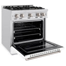 ZLINE 30-Inch Classic Series Dual Fuel Range with 4 Gas Burner Cooktop and 4.2 Cu. Ft. Electric Convection Oven in Satin Stainless Steel with White Matte Door (CDRS-WM-30)