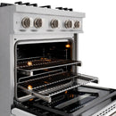 ZLINE 30-Inch Classic Series Dual Fuel Range with 4 Gas Burner Cooktop and 4.2 Cu. Ft. Electric Convection Oven in Satin Stainless Steel with White Matte Door (CDRS-WM-30)