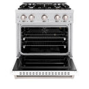 ZLINE 30-Inch Classic Series Gas Range with 4 Gas Burner Cooktop and 4.2 Cu. Ft. Gas Convection Oven  in Satin Stainless Steel with White Matte Door (CGRS-WM-30)