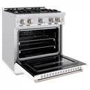 ZLINE 30-Inch Classic Series Gas Range with 4 Gas Burner Cooktop and 4.2 Cu. Ft. Gas Convection Oven  in Satin Stainless Steel with White Matte Door (CGRS-WM-30)