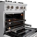 ZLINE 30-Inch Classic Series Gas Range with 4 Gas Burner Cooktop and 4.2 Cu. Ft. Gas Convection Oven  in Satin Stainless Steel with White Matte Door (CGRS-WM-30)