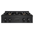 ZLINE 30" Porcelain Rangetop in Black Stainless with 4 Brass Burners (RTB-BR-30)