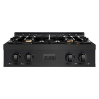 ZLINE 30" Porcelain Rangetop in Black Stainless with 4 Brass Burners (RTB-BR-30)