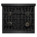ZLINE 30" Porcelain Rangetop in Black Stainless with 4 Brass Burners (RTB-BR-30)