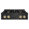 ZLINE Autograph Edition 30-Inch Porcelain Rangetop with 4 Gas Burners in Black Stainless Steel and Champagne Bronze Accents (RTBZ-30-CB)