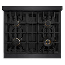ZLINE Autograph Edition 30-Inch Porcelain Rangetop with 4 Gas Burners in Black Stainless Steel and Champagne Bronze Accents (RTBZ-30-CB)