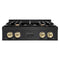 ZLINE Autograph Edition 30-Inch Porcelain Rangetop with 4 Gas Burners in Black Stainless Steel and Gold Accents (RTBZ-30-G)