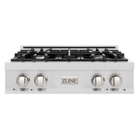 ZLINE 30-Inch Porcelain Gas Stovetop in Satin Stainless Steel with 4 Gas Burners (RTS-30)