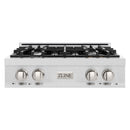 ZLINE 30-Inch Porcelain Gas Stovetop in Fingerprint Resistant Stainless Steel with 4 Gas Burners and Griddle (RTS-GR-30)