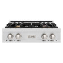 ZLINE 30-Inch Porcelain Gas Stovetop in Fingerprint Resistant Stainless Steel with 4 Gas Brass Burners and Griddle (RTS-BR-GR-30)