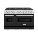 ZLINE Autograph Edition 48-Inch Classic Series Dual Fuel Range in DuraSnow Stainless Steel with Black Matte (CDRS-BLM-48)