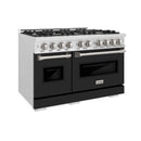 ZLINE Autograph Edition 48-Inch Classic Series Dual Fuel Range in DuraSnow Stainless Steel with Black Matte (CDRS-BLM-48)