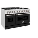 ZLINE Autograph Edition 48-Inch Classic Series Dual Fuel Range in DuraSnow Stainless Steel with Black Matte (CDRS-BLM-48)