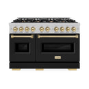 ZLINE Autograph Edition 48-Inch Classic Series Dual Fuel Range in DuraSnow Stainless Steel with Black Matte and Champagne Bronze (CDRSZ-BLM-48-CB)